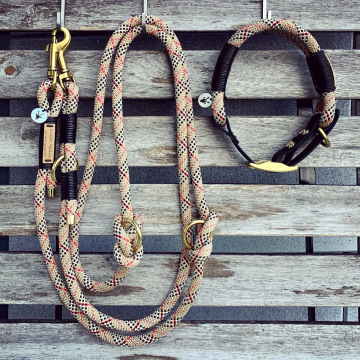 Set aus dreifach verstellbarer Leine und verstellbarem Halsband (dreifach)