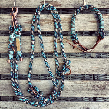 Set aus dreifach verstellbarer Leine und verstellbarem Halsband