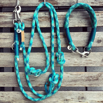 Set aus dreifach verstellbarer Leine und festem Halsband